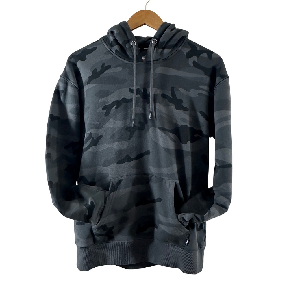 Vixxon Ground Up Customs Mens Charcoal Grey Camo Fleece Hoodie Sweatshirt Medium